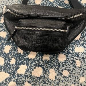 Marc Jacobs The Belt Bag Black Leather Bag with Silver Accents